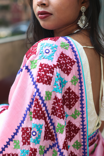 Pink Silk Embroidered Saree